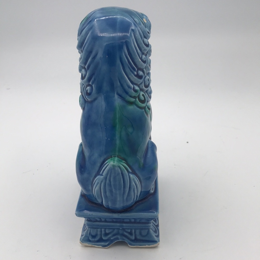 VTG Mid 20th Century Foo Dog Turquoise Glazed Porcelain Made in Japan - Picture 6 of 13